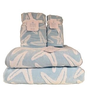 Sigrid‎ Olsen Starfish Bathroom Towel Set 100% Cotton ~ 2Bath 2Hand 2Finger New